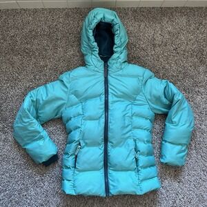 Champion Puffer Coat Girls Medium 7-8 Teal Blue Full Zip Good